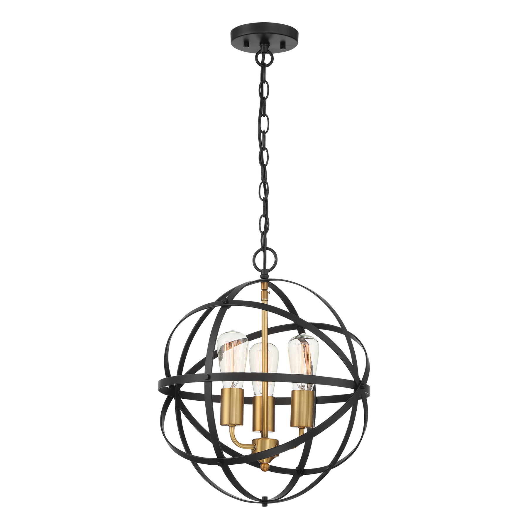 Apollo P3 BRZ/GLD 3 Light E27 40cm Orb Pendant Bronze Gold