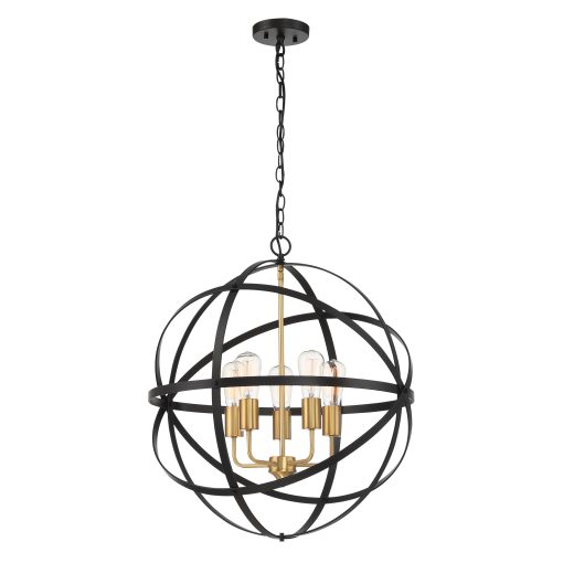 Apollo P5 BRZ/GLD 5 Light E27 60cm Orb Pendant Bronze Gold