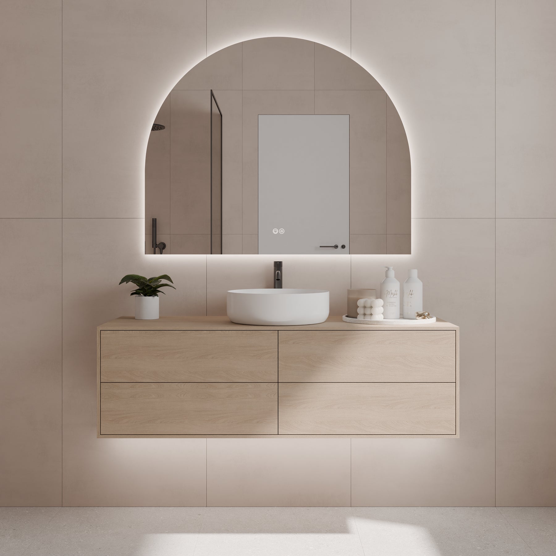 AURA S Arch LED Backlit Bathroom Mirror