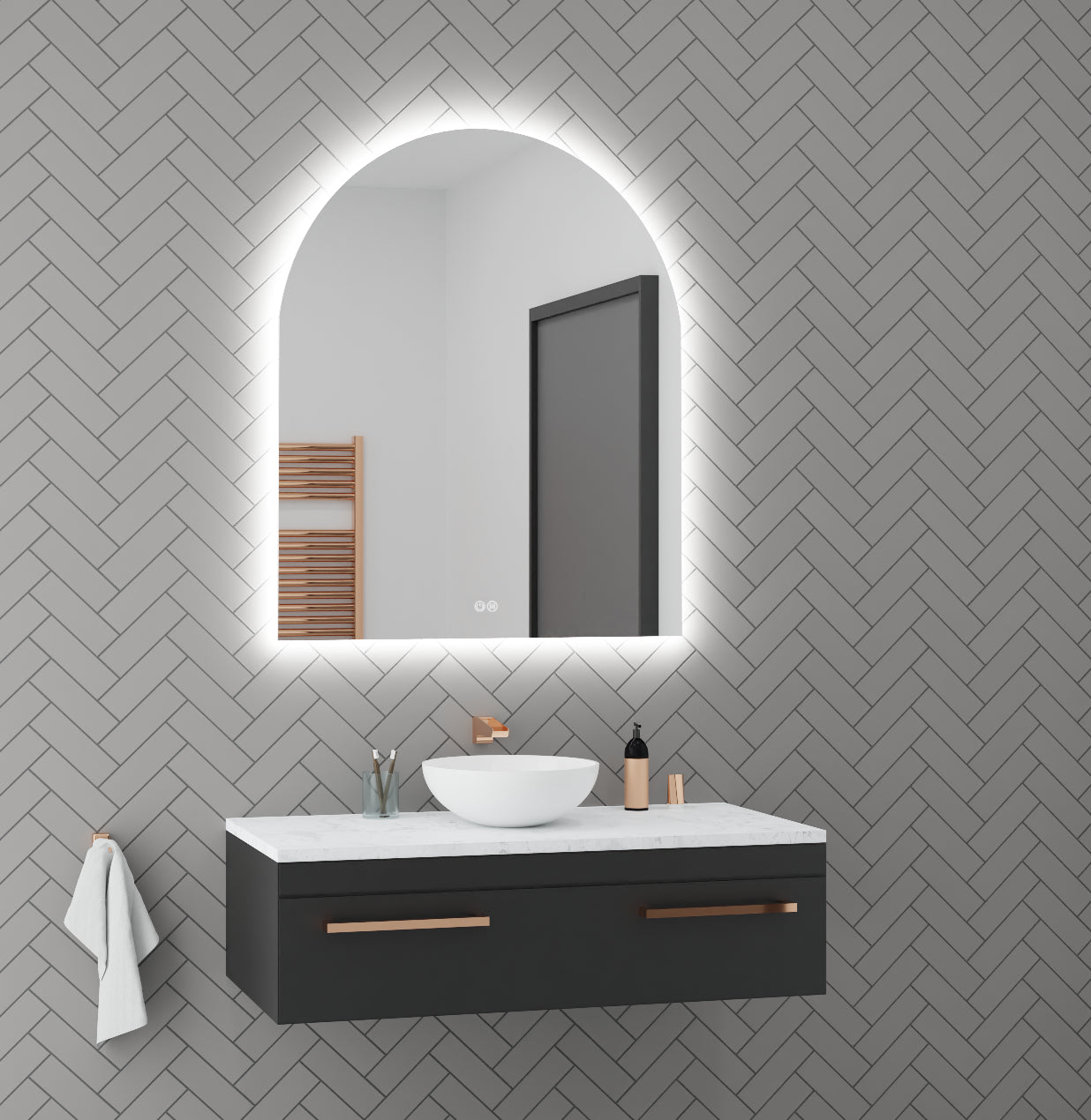 AURA S Arch LED Backlit Bathroom Mirror