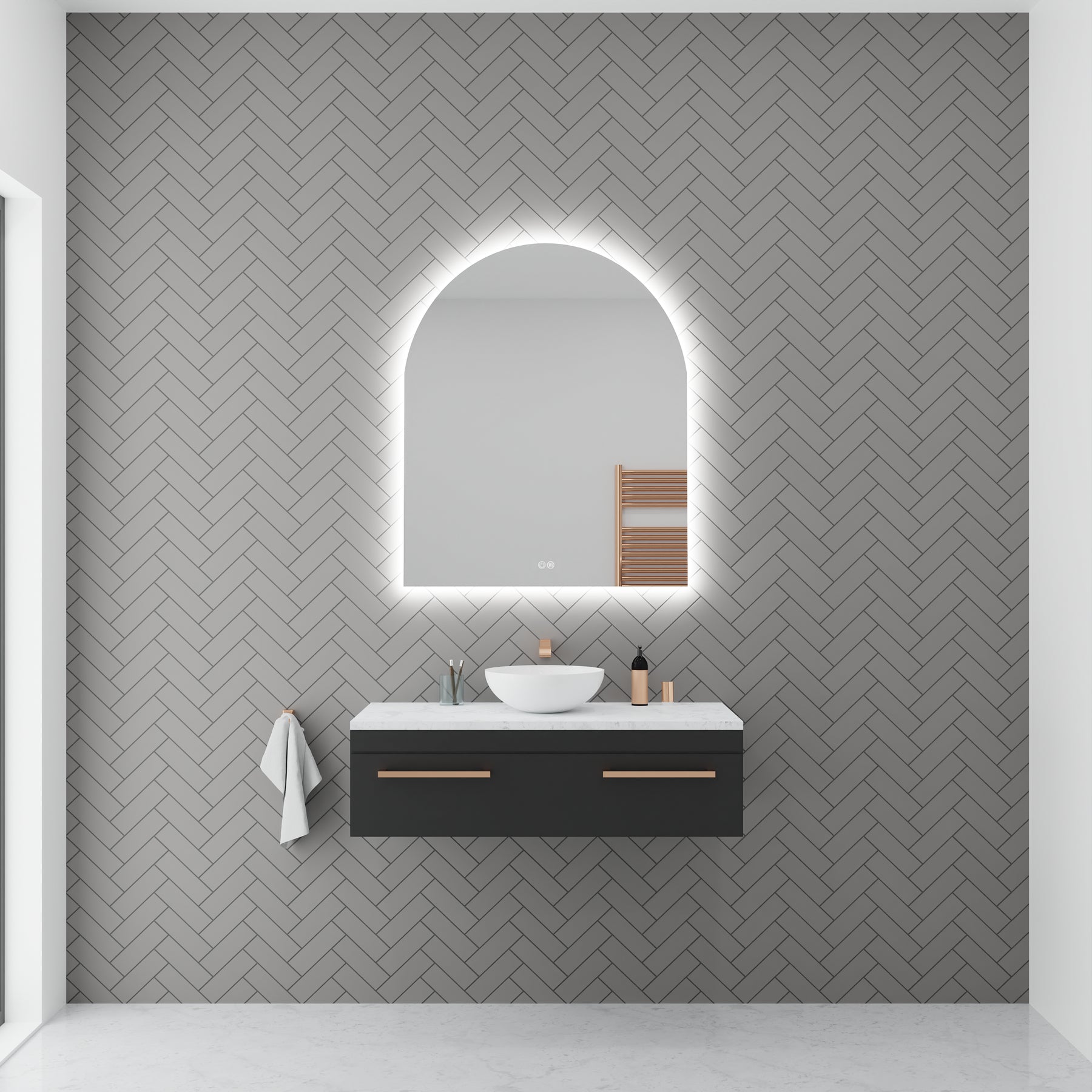 AURA S Arch LED Backlit Bathroom Mirror