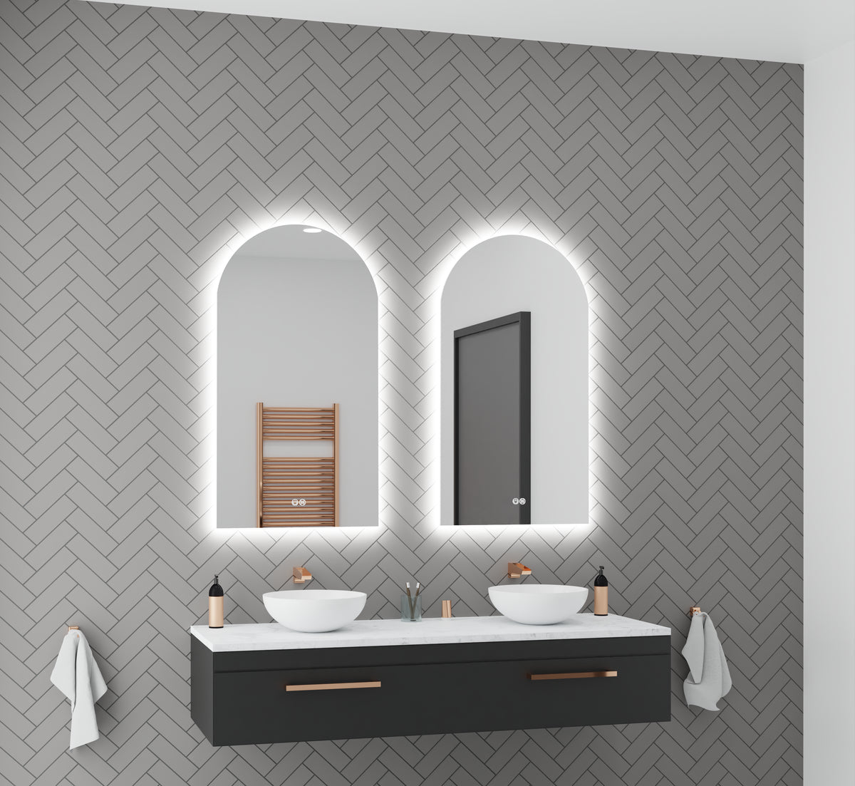 AURA S Arch LED Backlit Bathroom Mirror