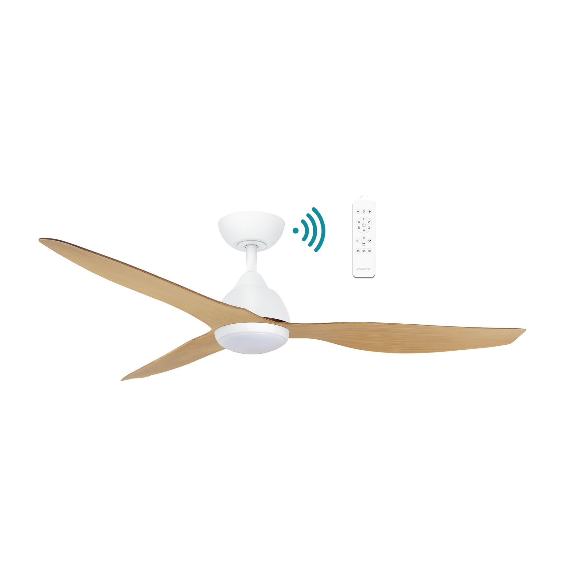 Avoca DC 1320mm 3 ABS Blade WIFI & Remote Control Ceiling Fan with Variable Dim 20w CCT LED Light Matt White/Oak