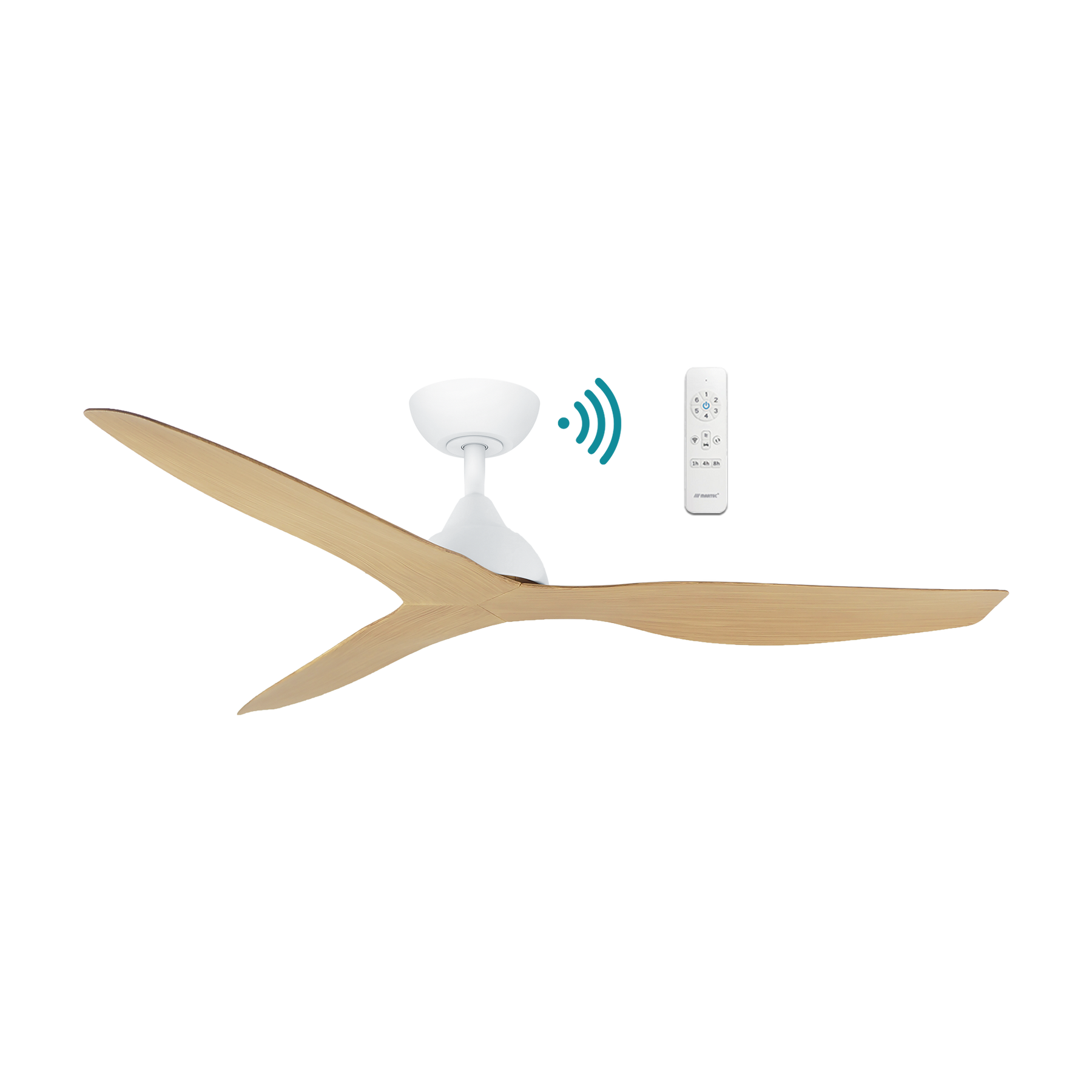 Avoca DC 1320mm 3 ABS Blade WIFI & Remote Control Ceiling Fan Only Matt White/Oak