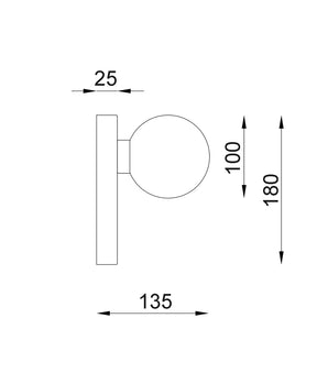 BALLE Interior Round Opal Diffuser with Oblong Base Wall Lights