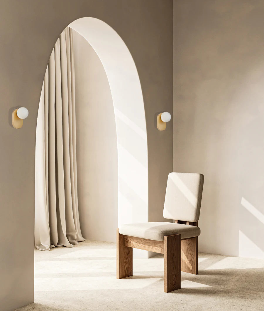 BALLE Interior Round Opal Diffuser with Oblong Base Wall Lights