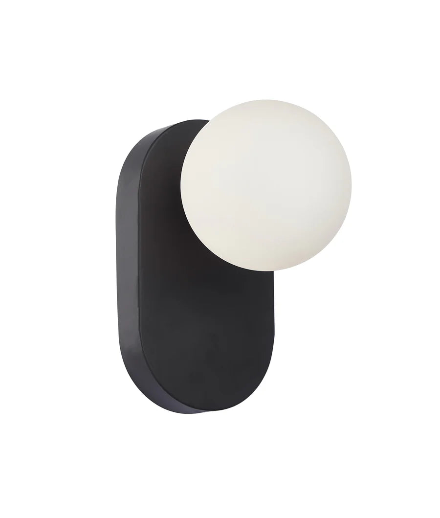 BALLE Interior Round Opal Diffuser with Oblong Base Wall Lights