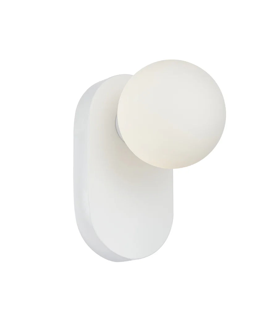 BALLE Interior Round Opal Diffuser with Oblong Base Wall Lights
