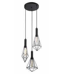 BLACKBAND & WHITEBAND Pendant Light 3x Bird Cage With Round Base