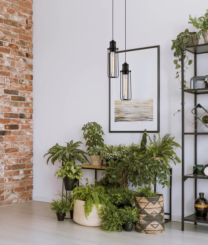 BLACKBAND Industrial Black Tubular Bird Cage Pendant Light