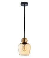 CHAMPAN: Interior Bronze Amber / Mirror Finish Smokey Black Glass Ellipse Pendant Lights