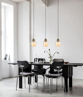 CHAMPAN: Interior Bronze Amber / Mirror Finish Smokey Black Glass Ellipse Multiple Bar Base Pendant Lights