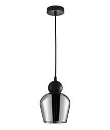 CHAMPAN: Interior Bronze Amber / Mirror Finish Smokey Black Glass Ellipse Pendant Lights