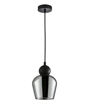 CHAMPAN: Interior Bronze Amber / Mirror Finish Smokey Black Glass Ellipse Pendant Lights