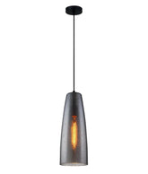 CHUVA: Smokey Black Mirror Finish Glass with Rain Drop Effect Long Cone Pendant Light