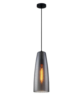 CHUVA: Smokey Black Mirror Finish Glass with Rain Drop Effect Long Cone Pendant Light