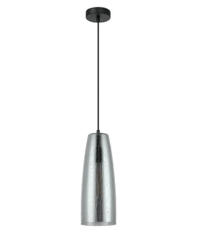 CHUVA: Smokey Black Mirror Finish Glass with Rain Drop Effect Long Cone Pendant Light