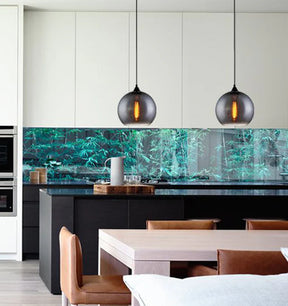 CHUVA: Smokey Black Mirror Finish Glass with Rain Drop Effect Wine Glass Shape Pendant Light