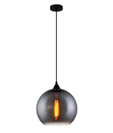 CHUVA: Smokey Black Mirror Finish Glass with Rain Drop Effect Wine Glass Shape Pendant Light