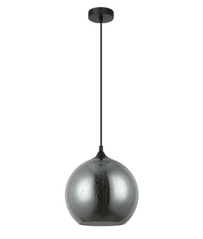 CHUVA: Smokey Black Mirror Finish Glass with Rain Drop Effect Wine Glass Shape Pendant Light