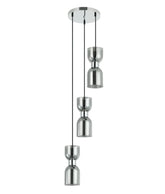 CLESSIDRA: Interior Mirror Finish Smokey Black / Opal Glass Ellipse Multiple Round Base Pendant Lights