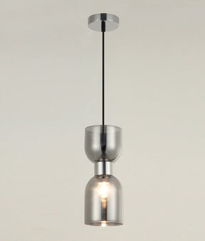 CLESSIDRA: Interior Mirror Finish Smokey Black / Opal Glass Ellipse Pendant Lights