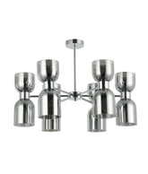 CLESSIDRA: Interior Mirror Finish Smokey Black / Opal Glass Ellipse x12 Round Base Pendant Lights