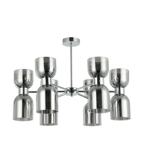 CLESSIDRA: Interior Mirror Finish Smokey Black / Opal Glass Ellipse x12 Round Base Pendant Lights