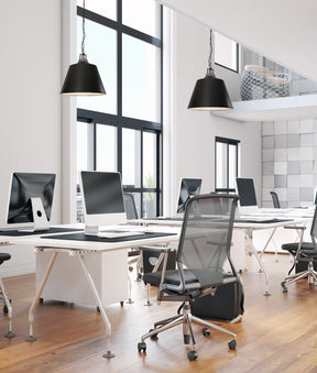 CLOCHE: Interior Metal Shade with Travertine Highlight Bell Shape Pendant Lights