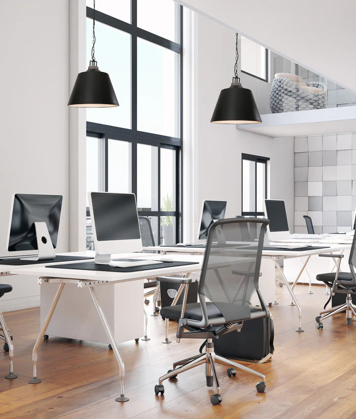 CLOCHE: Interior Metal Shade with Travertine Highlight Bell Shape Pendant Lights