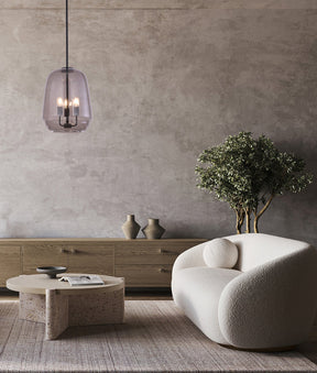 CUAD: Interior Smokey Black Round Pyramid Glass Shade Pendant Light