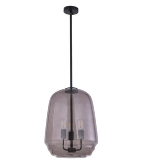 CUAD: Interior Smokey Black Round Pyramid Glass Shade Pendant Light