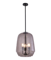CUAD: Interior Smokey Black Round Pyramid Glass Shade Pendant Light