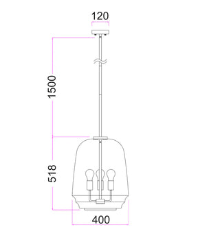 CUAD: Interior Smokey Black Round Pyramid Glass Shade Pendant Light
