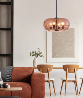 CUAD: Interior Amber Flat Top Dome Glass Shade Pendant Light