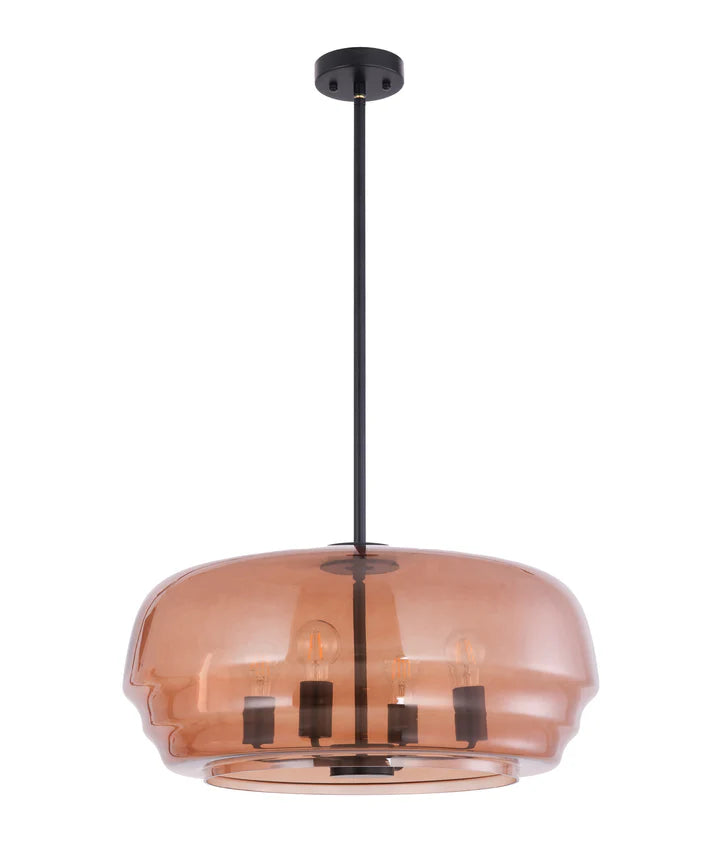 CUAD: Interior Amber Flat Top Dome Glass Shade Pendant Light