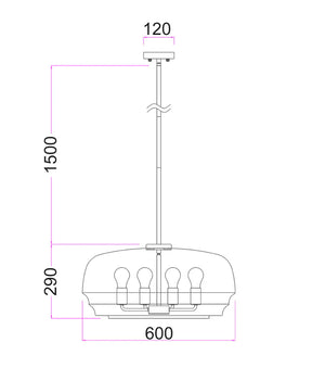 CUAD: Interior Amber Flat Top Dome Glass Shade Pendant Light