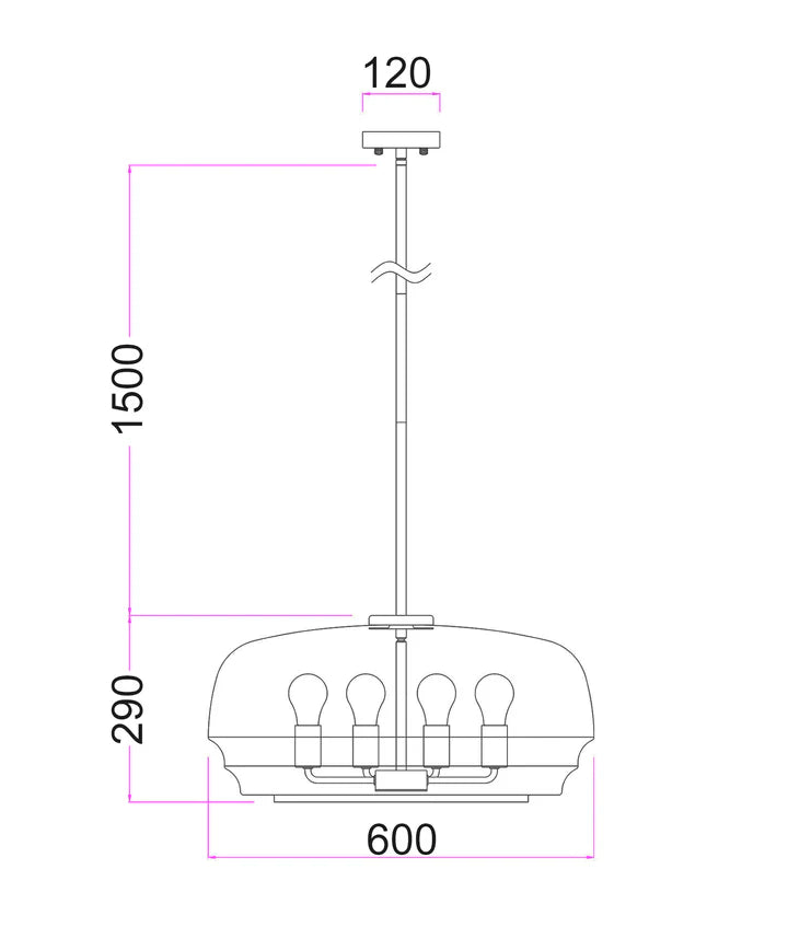 CUAD: Interior Amber Flat Top Dome Glass Shade Pendant Light