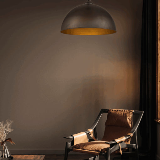 Cassidy 1 Light Small 34cm E27 Dome Pendant Weathered Iron