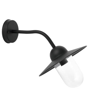 DEKSEL Industrial Matte Black Exterior Wall Light With Clear Glass IP54