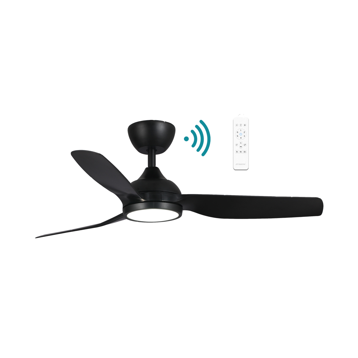 Daytona DC 1320mm IP55 Full ABS 3 Blade WIFI & Remote Control Ceiling Fan with Variable Dim 24w CCT LED Light Matt Black