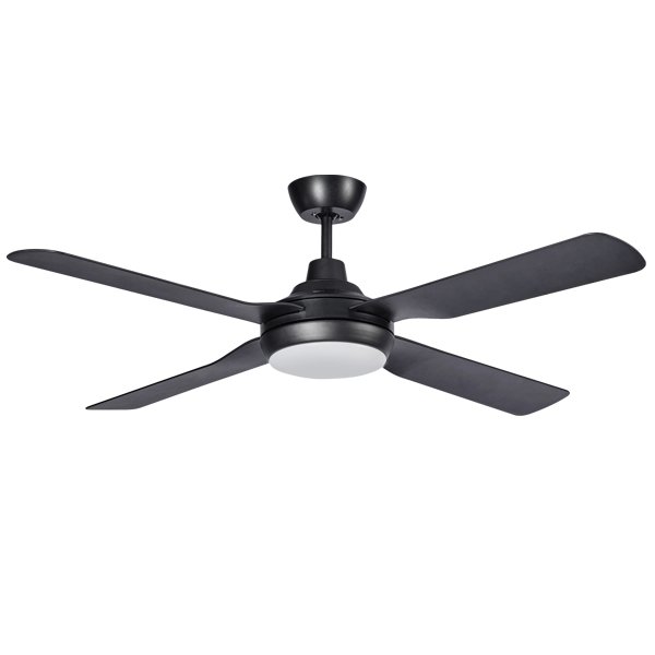 Discovery II 1220mm 4 Blade ABS Ceiling Fan with 15w Tricolour LED Light Matt Black