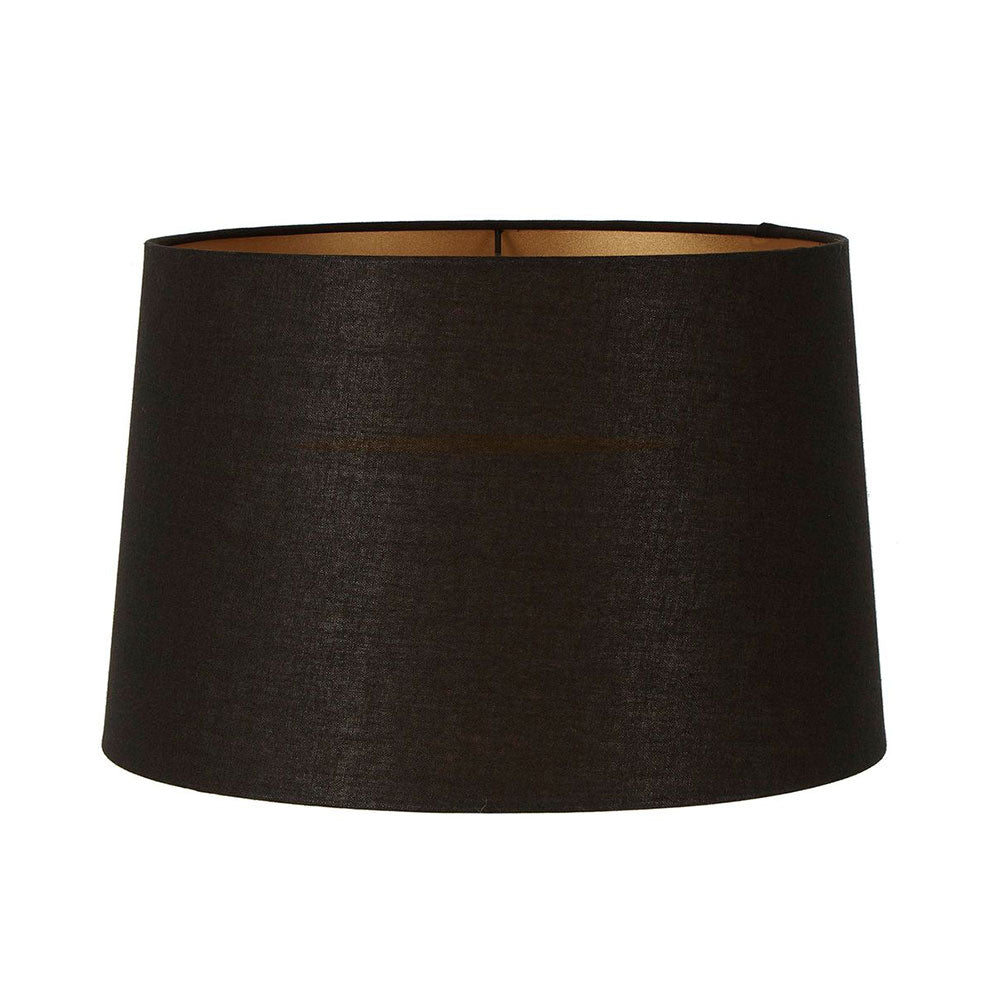 LINEN DRUM LAMP SHADE XXL BLACK WITH GOLD LINING