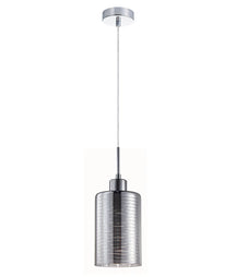 ESPEJO1: Interior Iron & Chrome Oblong Glass with Line Effect Pendant Lights