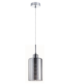 ESPEJO1: Interior Iron & Chrome Oblong Glass with Line Effect Pendant Lights
