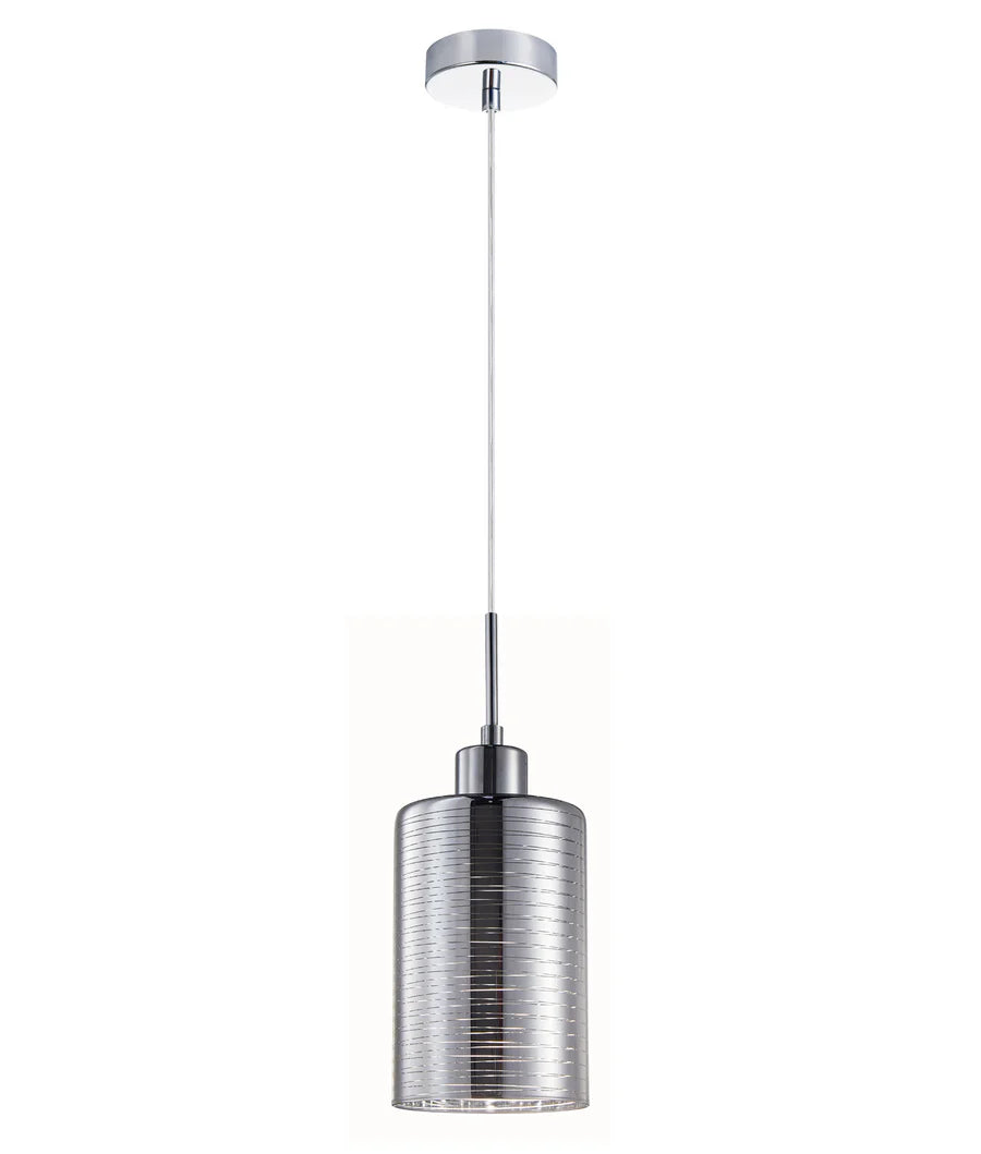 ESPEJO1: Interior Iron & Chrome Oblong Glass with Line Effect Pendant Lights