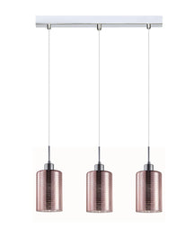 ESPEJO2: Interior Iron & Rose Gold Oblong Glass with Line Effect Pendant Lights