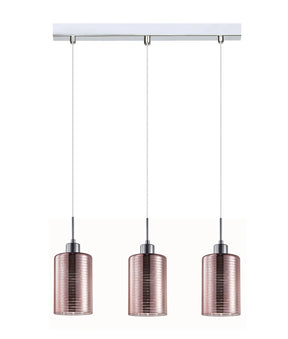 ESPEJO2: Interior Iron & Rose Gold Oblong Glass with Line Effect Pendant Lights