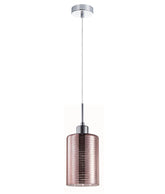 ESPEJO2: Interior Iron & Rose Gold Oblong Glass with Line Effect Pendant Lights