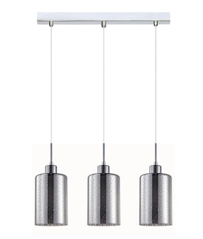 ESPEJO3: Interior Iron & Chrome Oblong Glass with Dotted Effect Pendant Lights